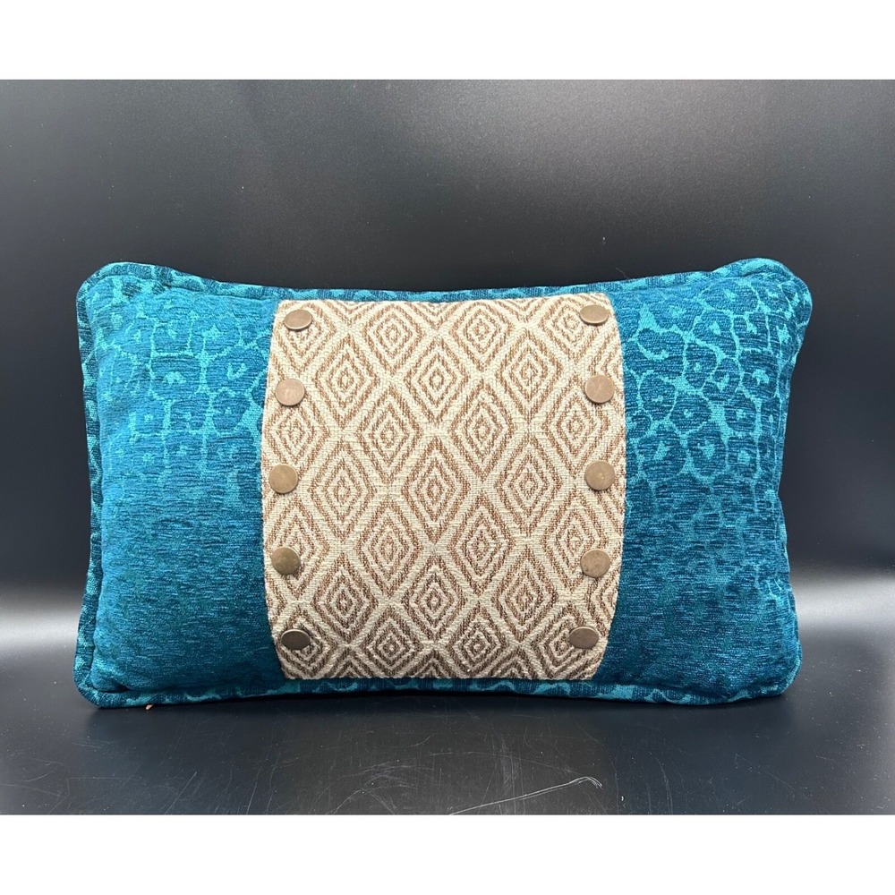 Irate and Leopard Textured Teal Beige Accent Throw Pillow 10x16